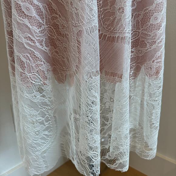Anthropologie Byron Lars Beauty Mark White Button Up Lace Dress Nude Slip Sz2 - Picture 16 of 16